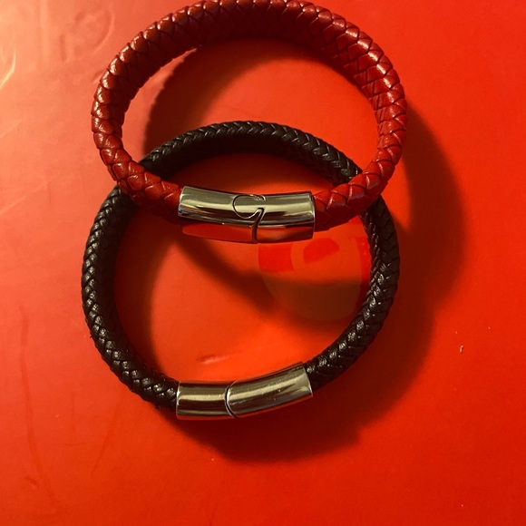Genuine Leather Braided Bracelet With Stainless Steel Clasp - Picture 4 of 5